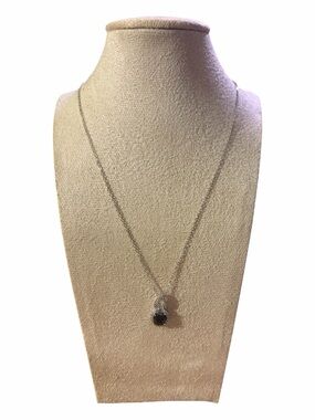 Sterling Silver Plated Black Pendant Necklace